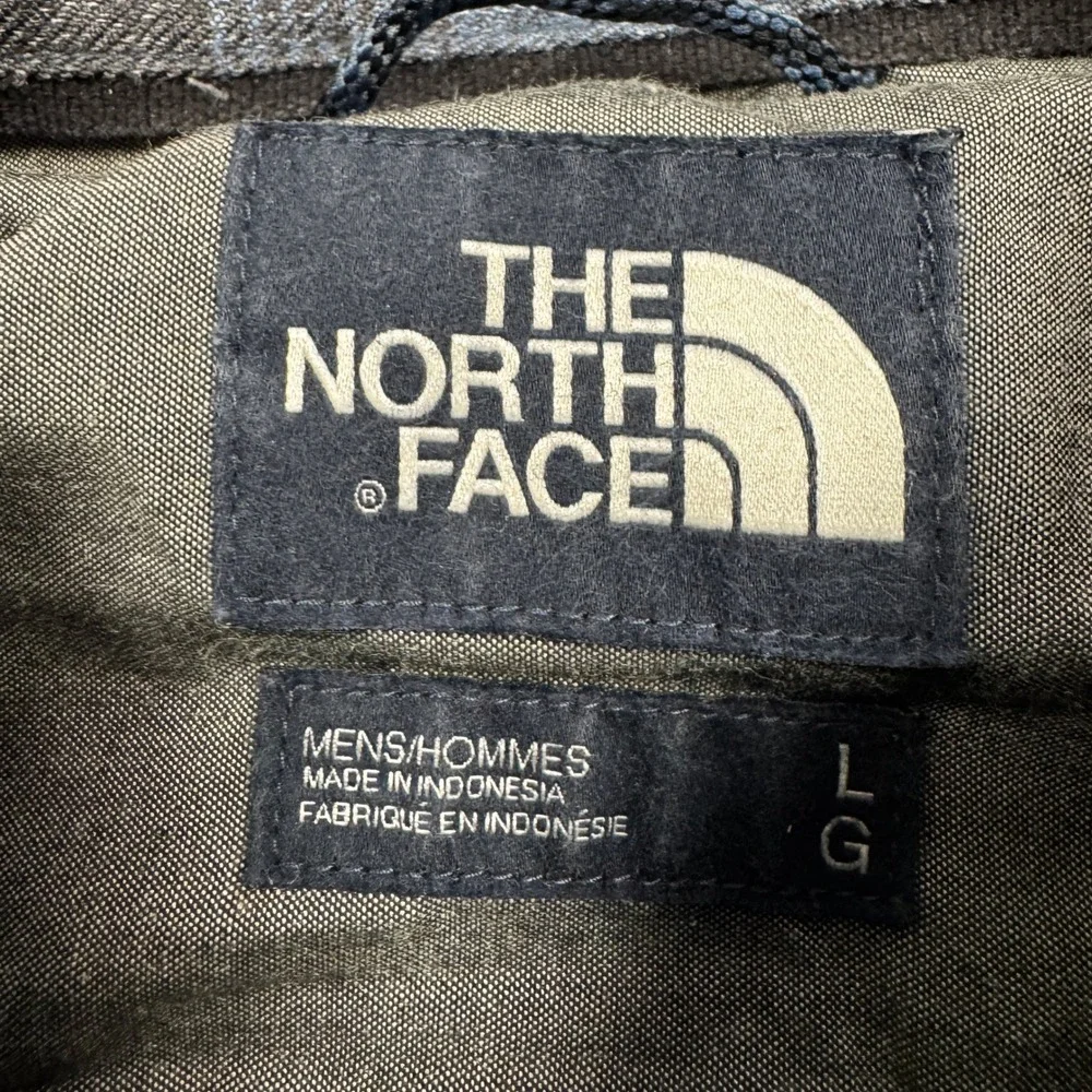 The North Face Mens Large Blue Black Plaid Flannel Button Down Shirt Long Sleeve
